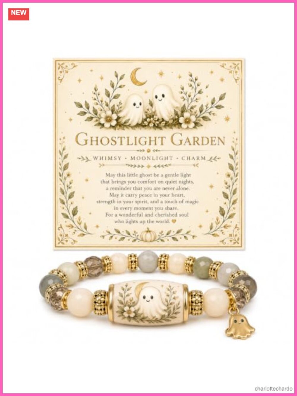 Gothic Crystal Beaded Stretch Bracelet Halloween Charm Elastic Women
